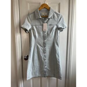 NWT Rails Pasadena Denim Dress S 💎 Crystal Seas Buttoned Mini LA Style